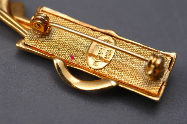 Golf Bag Pin Brooch by Navika USA, Silver & Gold Gilt