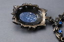 Vintage Blue Glass Parure with Silver Metallic Confetti Flecks Excellent!