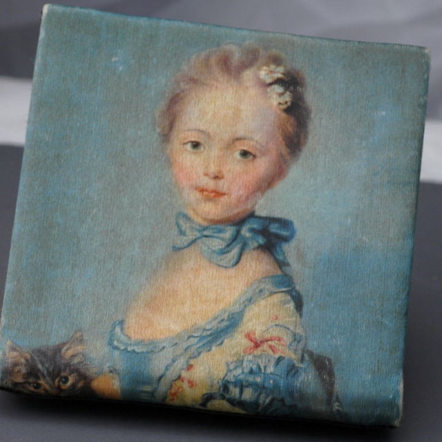 Vintage Italian Silk Wallet Coin Purse Hand Painted Portrait on Silk