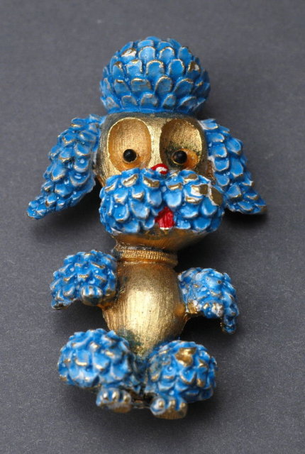 Vintage Enameled Poodle Pin Brooch by JJ