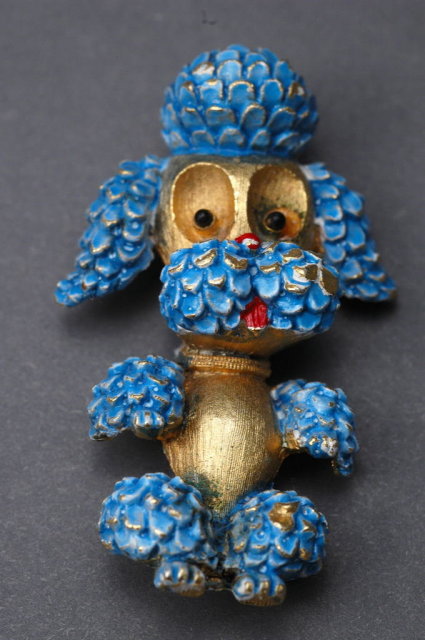 Vintage Enameled Poodle Pin Brooch by JJ
