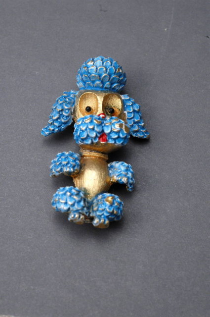 Vintage Enameled Poodle Pin Brooch by JJ