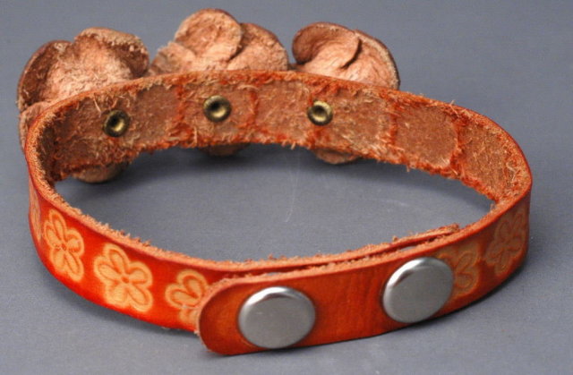 Boho Hippie Leather Flowers Bracelet Hand Crafted