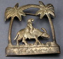 Silver Brooch, Man on Ox, Palm Trees Souvenir of the Philippines.