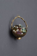 Gold Basket of Gems Large Pendant Charm
