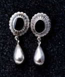 Sterling Silver Onyx Concho Drop Earrings