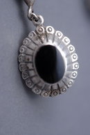 Sterling Silver Onyx Concho Drop Earrings