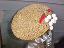 Straw Hat White Cherries Beret Beanie Tam John Andrew of San Francisco
