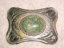Silver Belt Buckle Green Speckled Agate Western