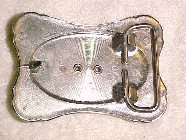 Silver Belt Buckle Green Speckled Agate Western