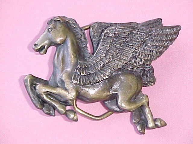 Pegasus Solid Brass Belt Buckle Indiana Metal **PRICE REDUCED **