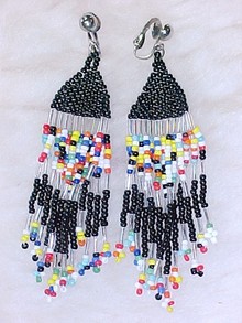Native Amercian Beaded Tassle Earrings Old Hippie Look