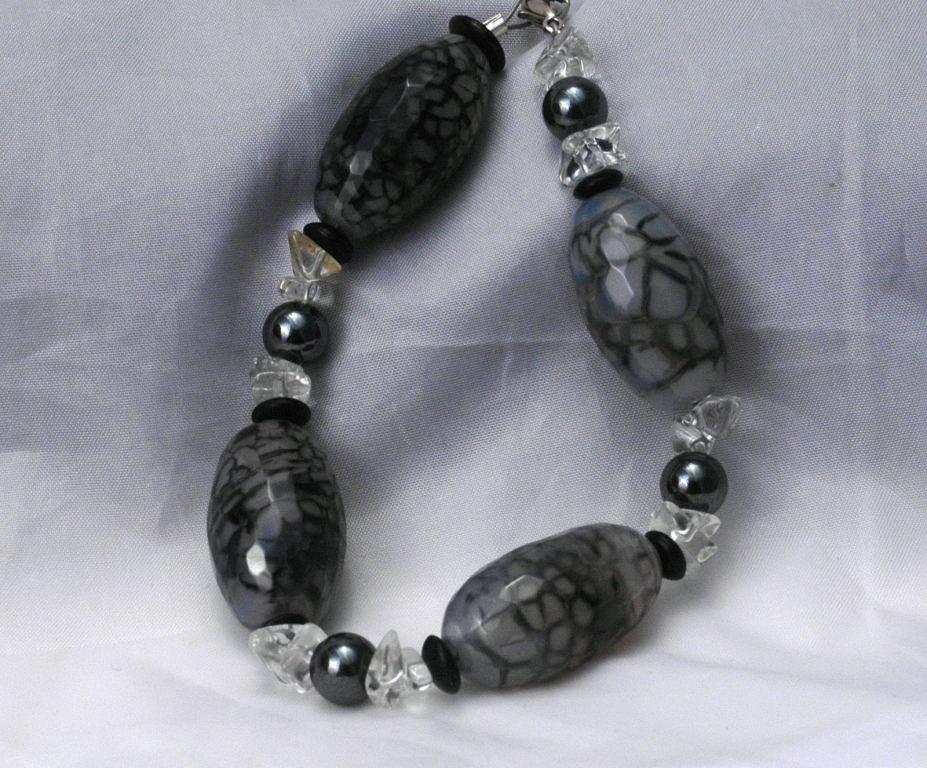 Chunky Agate & Quartz Bracelet, Handcrafted Original Design