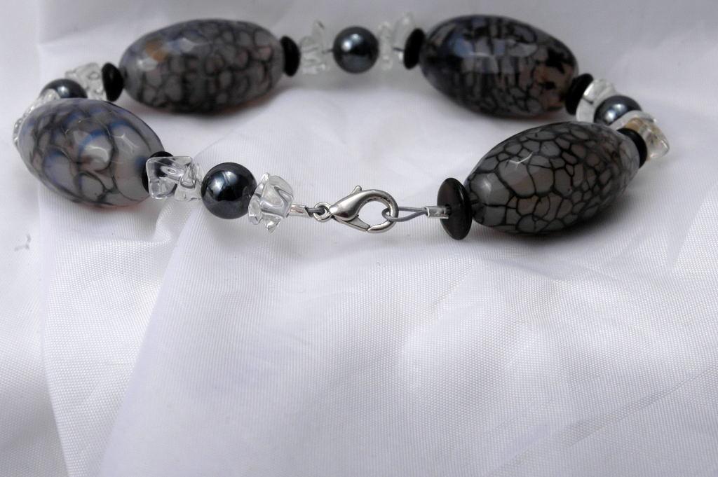 Chunky Agate & Quartz Bracelet, Handcrafted Original Design