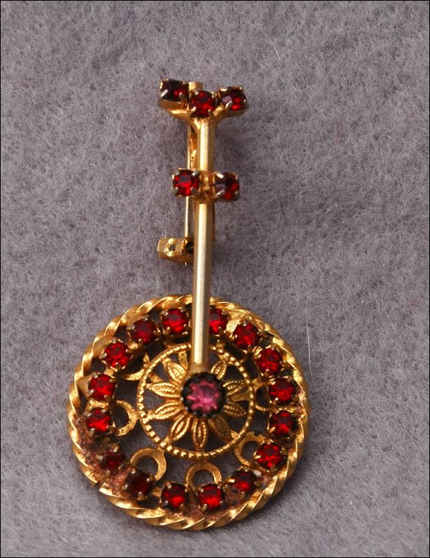 Ruby Rhinestone Moveable Unicycle Pin, Brooch Unusual rare