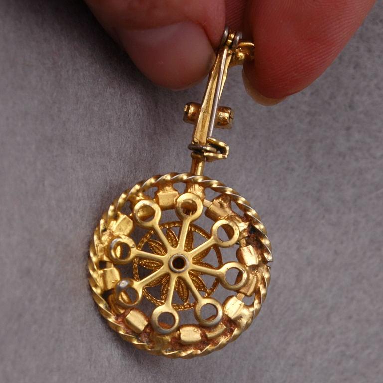 Ruby Rhinestone Moveable Unicycle Pin, Brooch Unusual rare