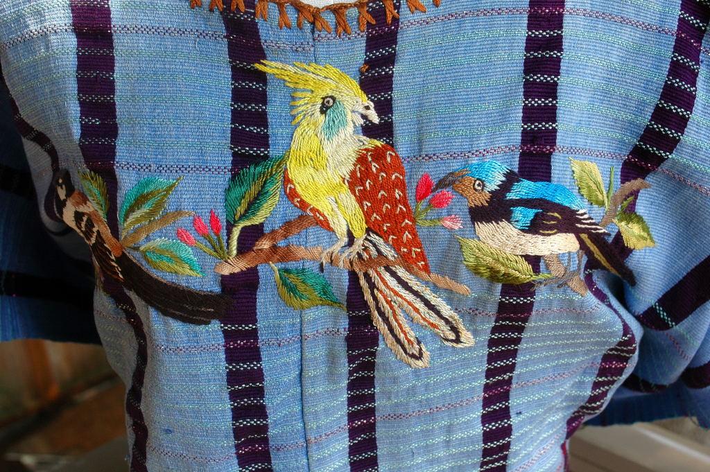 Huipil of Santiago Atitlán Guatemala emboidered with Raptors & Birds on Front and Shoulders **PRICE REDUCTION*!