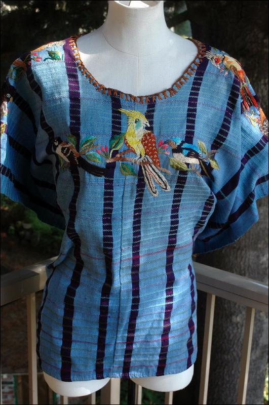 Huipil of Santiago Atitlán Guatemala emboidered with Raptors & Birds on Front and Shoulders **PRICE REDUCTION*!