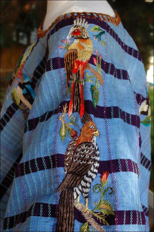 Huipil of Santiago Atitlán Guatemala emboidered with Raptors & Birds on Front and Shoulders **PRICE REDUCTION*!