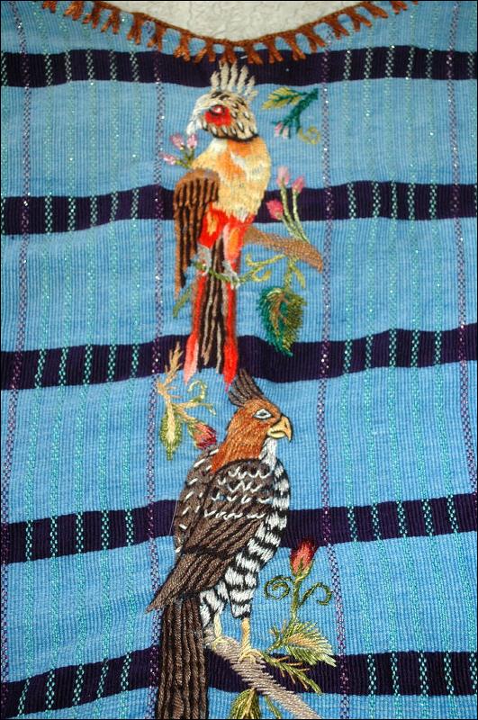 Huipil of Santiago Atitlán Guatemala emboidered with Raptors & Birds on Front and Shoulders **PRICE REDUCTION*!