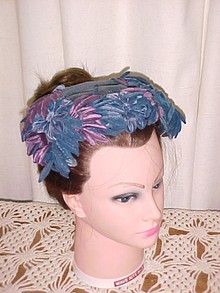 Velvet Flower & Feather Half Hat *PRICE REDUCTION!*