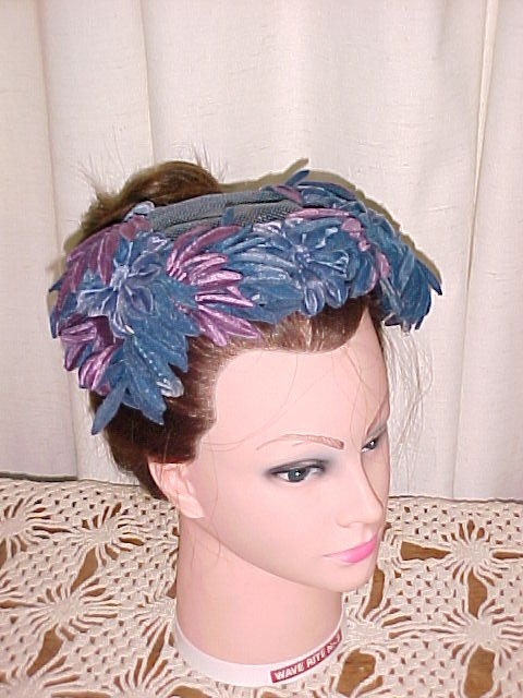 Velvet Flower & Feather Half Hat *PRICE REDUCTION!*
