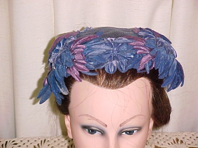 Velvet Flower & Feather Half Hat *PRICE REDUCTION!*