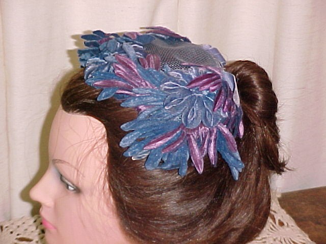Velvet Flower & Feather Half Hat *PRICE REDUCTION!*