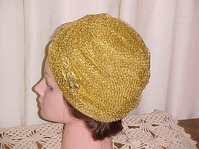 Gold Metallic Turban Style Hat Dana Original *PRICE REDUCTION!*