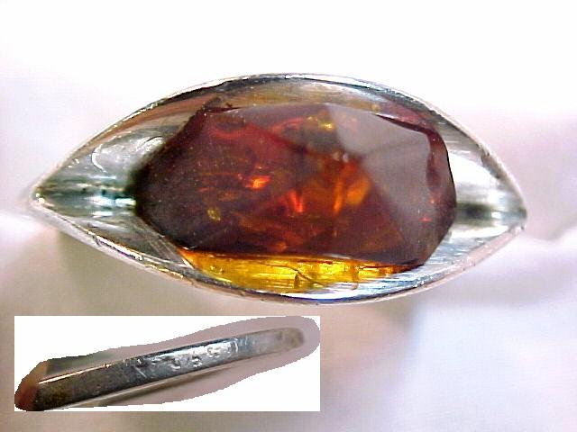 Amber Pyramid & Sterling Ultra Modernist Ring