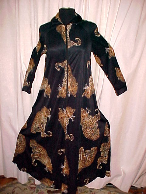 Large Leopards on Black Print Vintage Dress