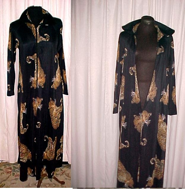 Large Leopards on Black Print Vintage Dress