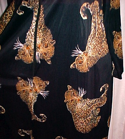 Large Leopards on Black Print Vintage Dress