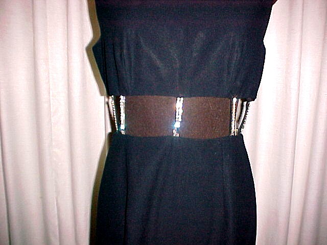 Revealing Midriff Dress with Rhinestone Straps little black party dress *PRICE REDUCTION*