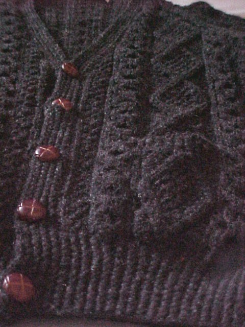 Charcoal Irish Fisherman's Cardigan Sweater Handknit