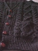 Charcoal Irish Fisherman's Cardigan Sweater Handknit