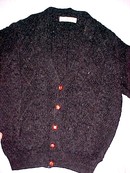 Charcoal Irish Fisherman's Cardigan Sweater Handknit