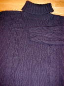 Navy Blue Turtleneck Irish Fisherman's Sweater Med Made in Ireland for LL Bean