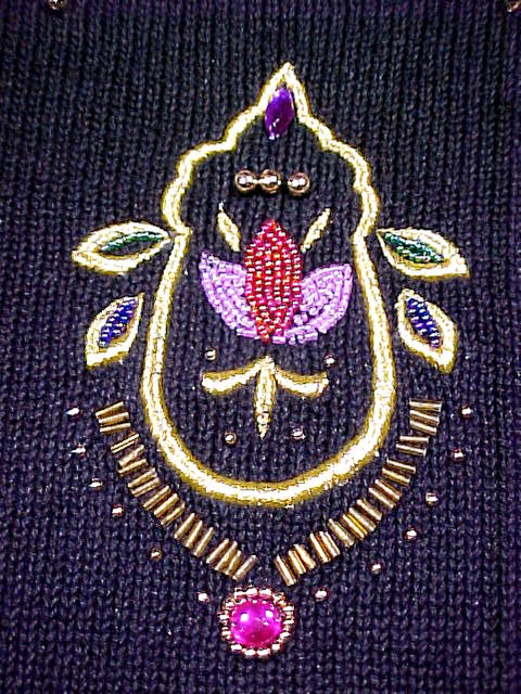 Not so Ugly Christmas Sweater Victoria Jones Beaded Ornamental Sweater sz M Not so Ugly Christmas Sweater