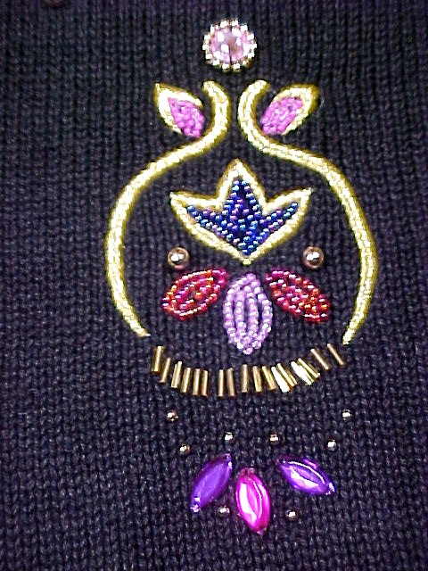 Not so Ugly Christmas Sweater Victoria Jones Beaded Ornamental Sweater sz M Not so Ugly Christmas Sweater