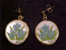 Scrimshaw Earrings Alaskan State Flower Forget-me-not on Antler Native Amercian Artist Signed D. Sims