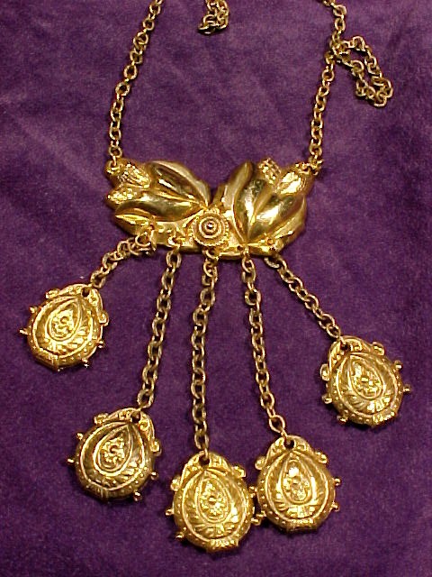 Art Nouveau Brass Chatelaine Necklace