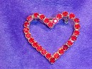 Ruby Red Rhinestone Valentine Heart Pin