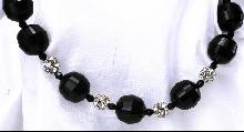Big Chunky Choker Necklace of Huge Black Faceted Bead and Rhinestone Balls *PRICE REDUCED!**