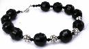 Big Chunky Choker Necklace of Huge Black Faceted Bead and Rhinestone Balls *PRICE REDUCED!**
