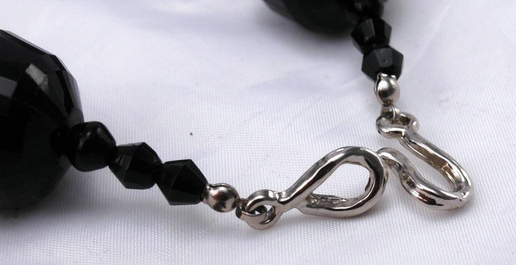 Big Chunky Choker Necklace of Huge Black Faceted Bead and Rhinestone Balls *PRICE REDUCED!**