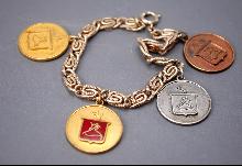 Arthur Murray Ball Room Dance Awards Charm Bracelet , Sterling, Copper and Gold