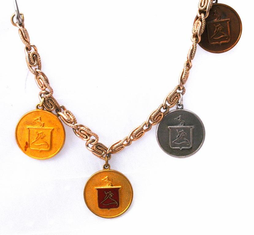 Arthur Murray Ball Room Dance Awards Charm Bracelet , Sterling, Copper and Gold