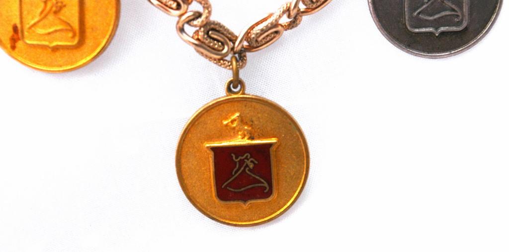 Arthur Murray Ball Room Dance Awards Charm Bracelet , Sterling, Copper and Gold
