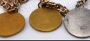Arthur Murray Ball Room Dance Awards Charm Bracelet , Sterling, Copper and Gold
